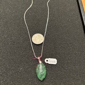 Zoisite Pendant Necklace with Silver Chain